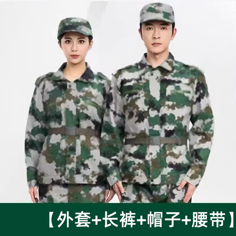 纯棉军训服绿色迷彩服套装男女夏季薄款初高中大学生军训服套装