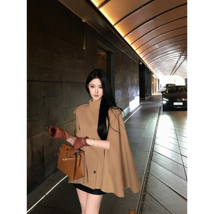 JAYKY YANG【北平之秋】斜纹立领纯色风衣秋短款休闲斗篷外套女