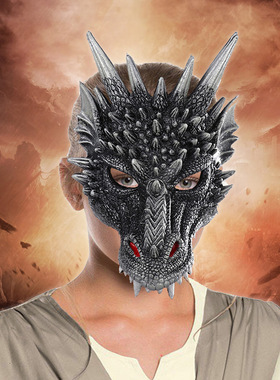 新款万圣节pu龙面具狂欢节万圣节派对PU发泡3D动物龙面具