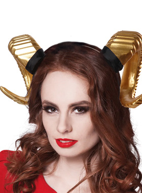 欧美跨境万圣节羊角发箍头饰装扮道具派对发饰现货