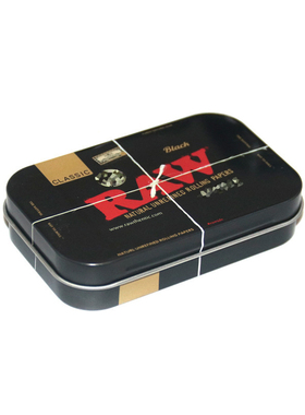 RAW翻盖连体马口铁盒药丸胶囊薄荷糖果耳机充电线收纳盒空盒托盘