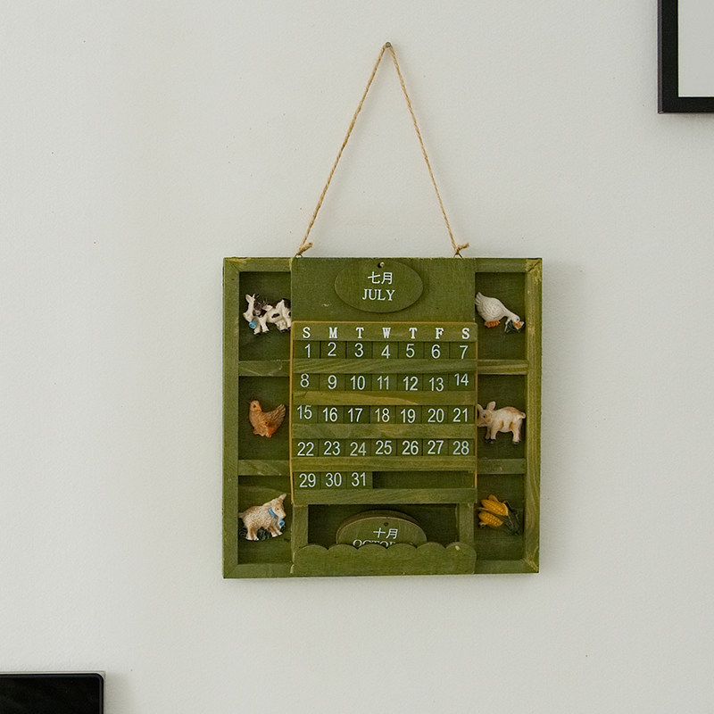 zakka复古地中海宿舍日历木质万年历挂历家居店铺墙上装饰品原创