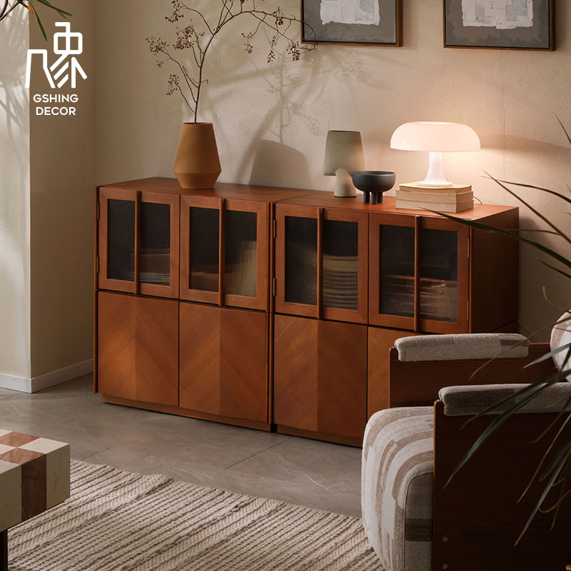 几象魔格复古中古餐边柜北欧现代柚木组合柜模块柜收纳柜电视柜