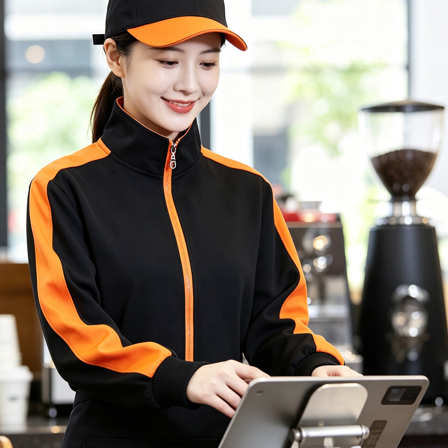 餐饮服务员工作服长袖定制印logo