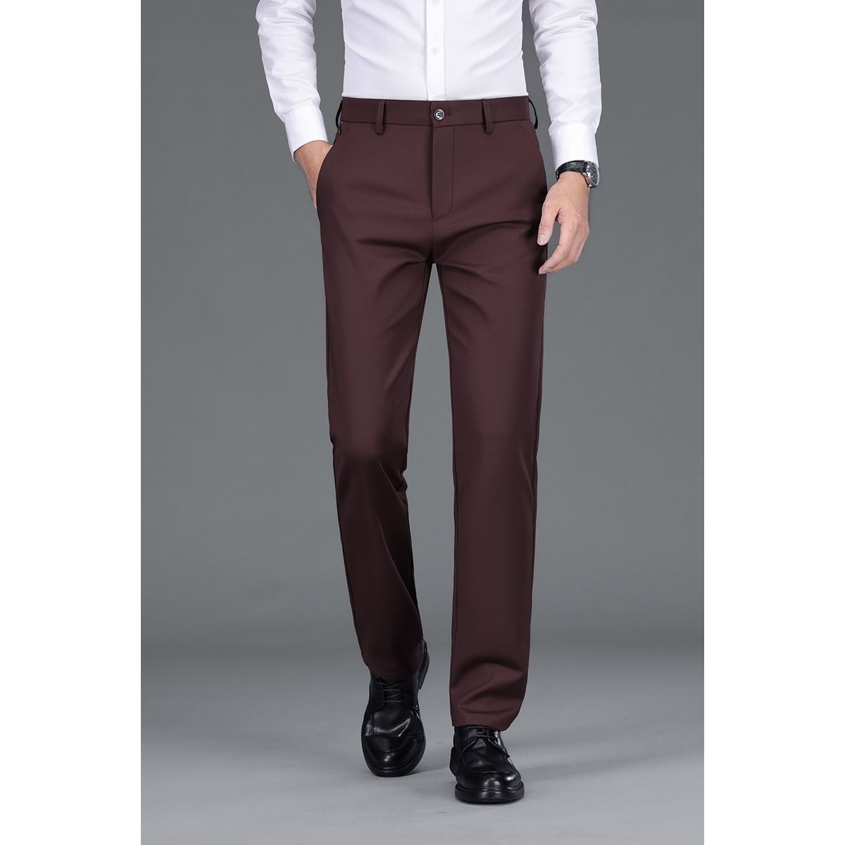 棕红色休闲裤子男款秋季直