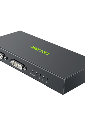 CE-LINK DVI分配器1进4出高清分屏器DVI切换器一进四出集线器1分4