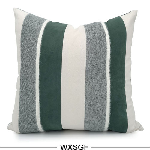 森林色系现代简约轻奢高级感沙发抱枕立体褶皱棉麻肌理靠垫套绿色