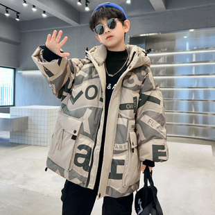 男童羽绒棉服外套2025新款中大童儿童冬季网红炸街冬装加厚夹棉潮