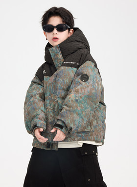 男童90白鸭绒加厚工装羽绒服