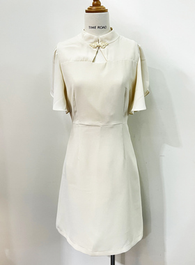 Time RoaD/汤米诺改良版国风旗袍领荷叶袖收腰俏丽连衣裙女夏季