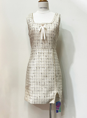 Time RoaD/汤米诺小香风吊带连衣裙粗花呢春秋包臀无袖收腰马甲裙