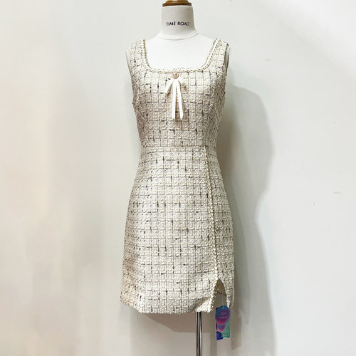 汤米诺无袖粗花呢吊带连衣裙