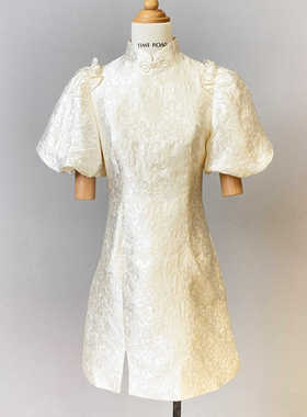 Time RoaD/汤米诺名媛重工亮片百搭设计感年轻款短袖旗袍连衣裙