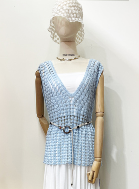 TimeRoaD/汤米诺套装女2025夏V领针织马甲背心半身裙连衣裙三件套