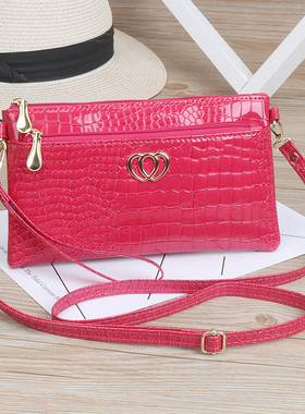 女士新款包包漆皮光面中年妈妈斜挎包手拿包女小包手机包包零钱包