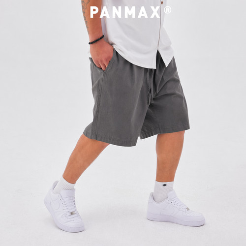 【莱赛尔】PANMAX大码男士夏季亚麻宽松透气潮流短裤纯色时尚休闲