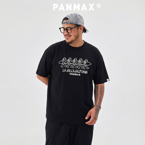 纯棉线条字母印花PANMAX大码