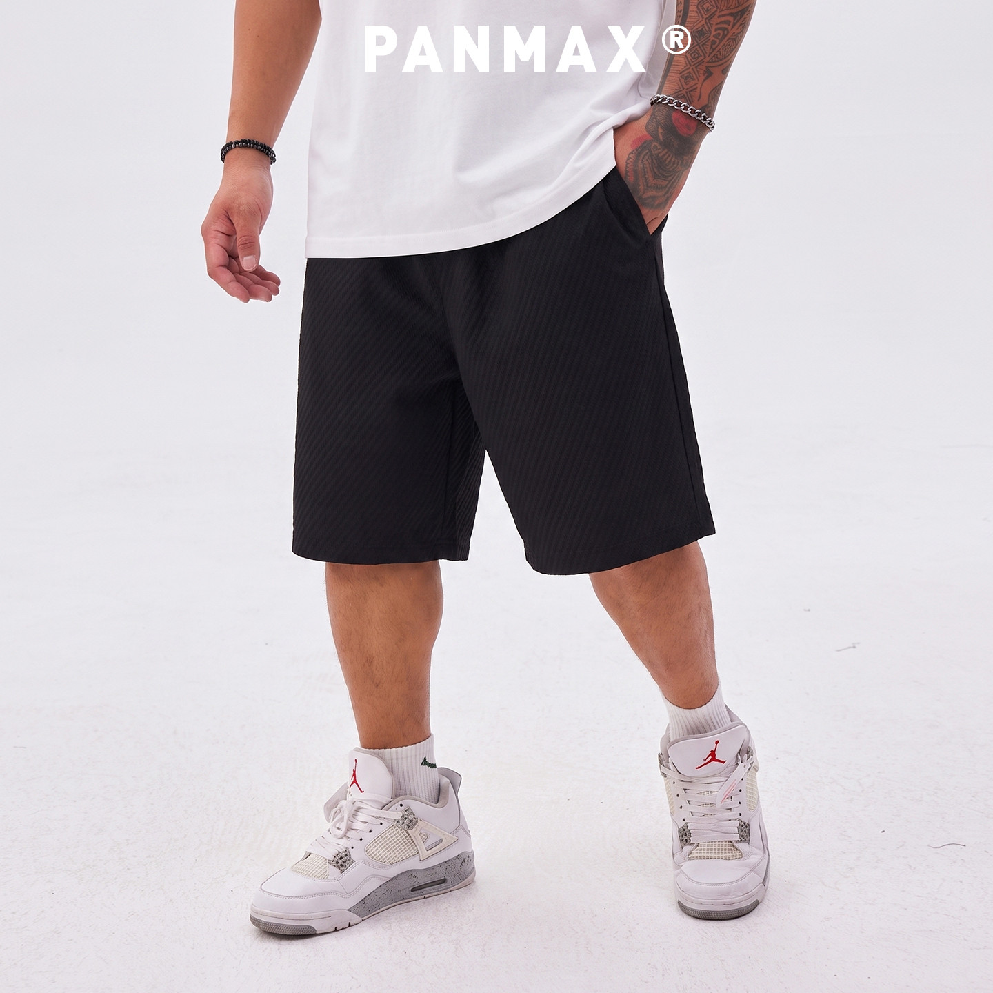 PANMAX潮牌大码男士休闲泡泡纱夏季宽松时尚透气潮流速干短裤