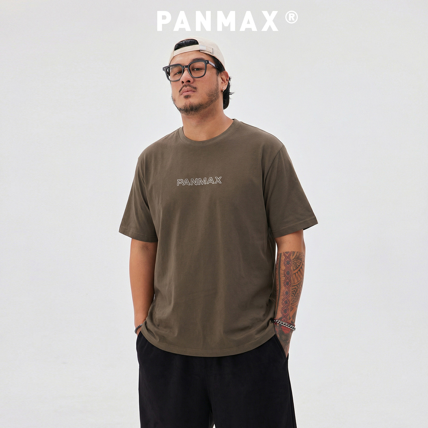 PANMAX潮牌男装2026夏季短袖T恤纯棉简约字母印花T恤百搭基础款