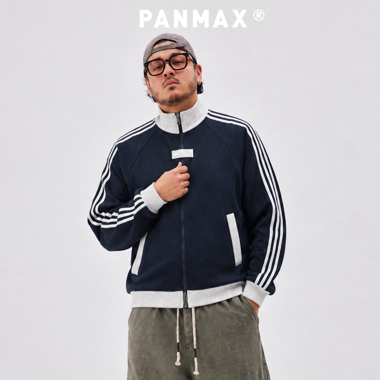 PANMAX大码男装夹克男春秋新款运动外套胖子加肥加大宽松棒球服潮