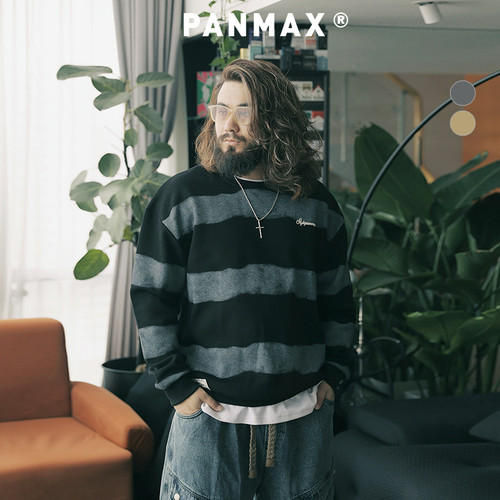 条纹套头卫衣男PANMAX大码美式