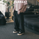 男装 潮牌夏新款 潮酷美式 PANMAX潮牌大码 直筒阔腿黑色牛仔长裤