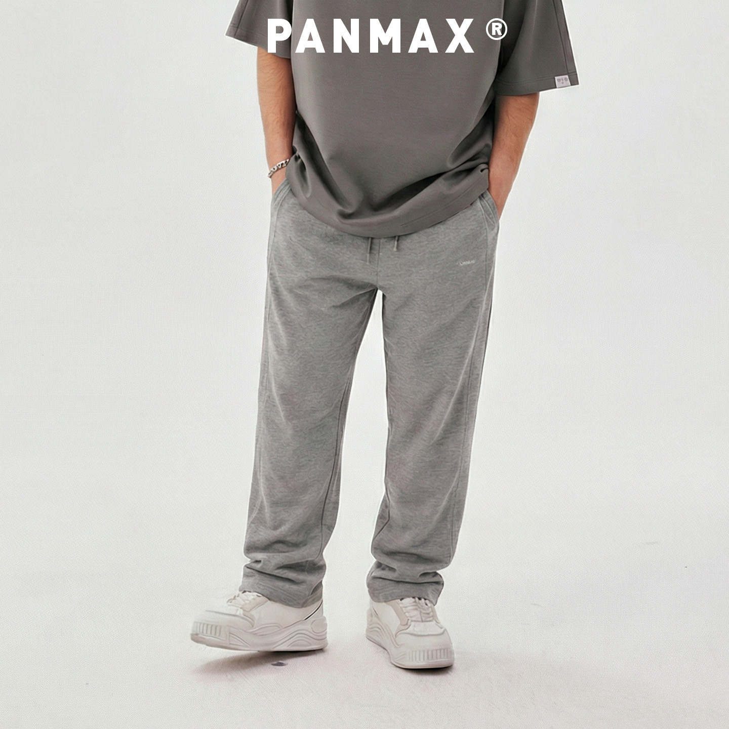 PANMAX潮牌大码男装春秋卫裤极简纯色宽松卫裤通勤日常设计百搭