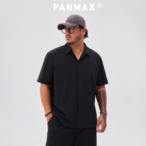 PANMAX潮牌男士休闲短袖海鸥领冰丝凉感透气polo半袖宽松速干高弹