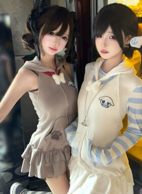 妄想少女原创小亚汪汪原创设计套装萌妹软妹服宅女背带裙两件套女