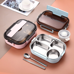精选304不锈钢饭盒上班族分隔保温便当盒小学生专用儿童分格餐盒
