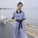 现货！！2022夏新高腰宽松阔腿连体裤AD32-P105K158，女装休闲裤，浙宝107