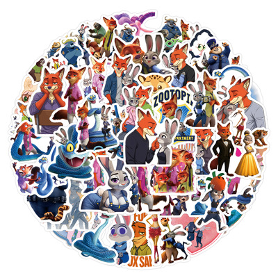 疯狂动物城卡通贴纸装饰文具水杯电脑防水贴画Zootopia stickers
