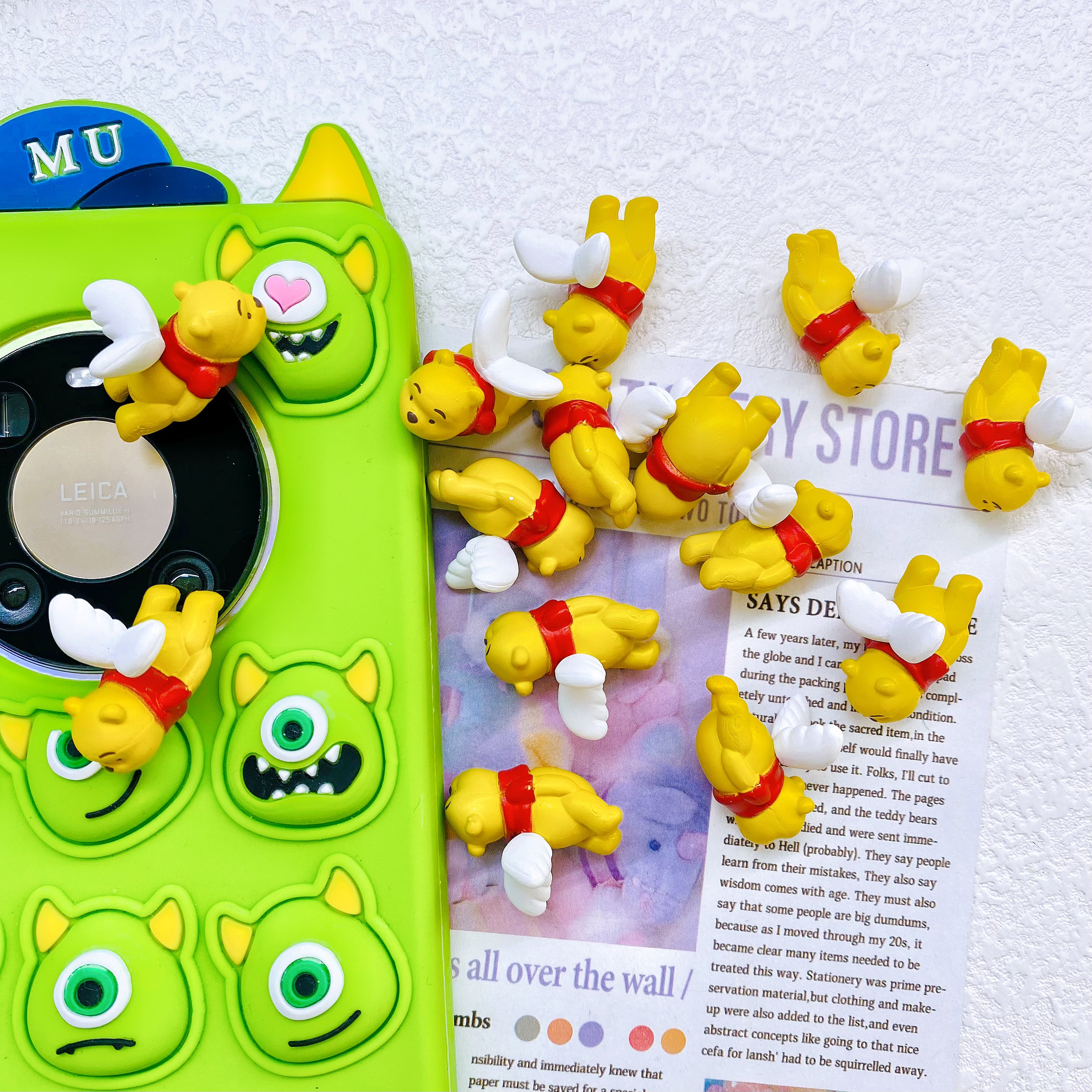 翅膀维尼小熊迷你小公仔 奶油胶diy材料