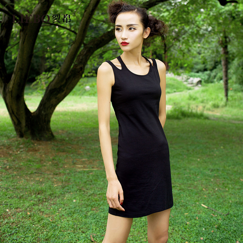 裂帛简约无袖小个子背心连衣裙