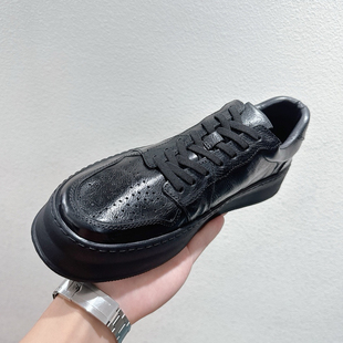 真皮复古低帮德比皮鞋 日系新款 男英伦透气休闲男鞋 黑色板鞋 潮 男士