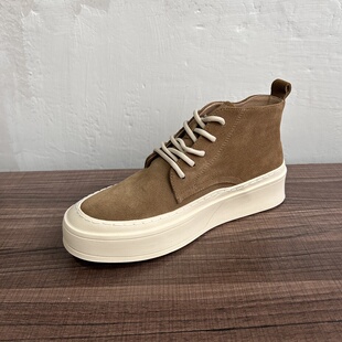 鞋 工装 街头加绒大黄靴子复古高帮鞋 日系厚底翻毛真皮马丁靴男冬季