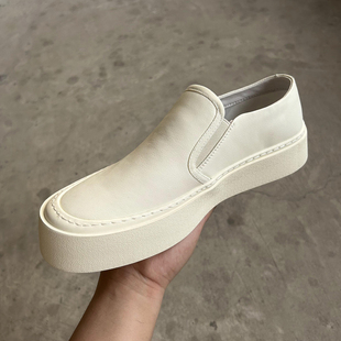 板鞋 厚底男士 韩版 百搭真皮透气休闲乐福鞋 小白鞋 白色小皮鞋 男夏季