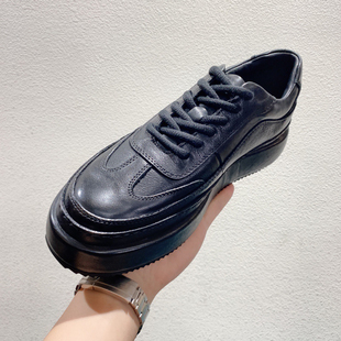 潮鞋 欧美厚底牛皮鞋 增高透气德训鞋 黑色板鞋 男手工运动休闲老爹鞋