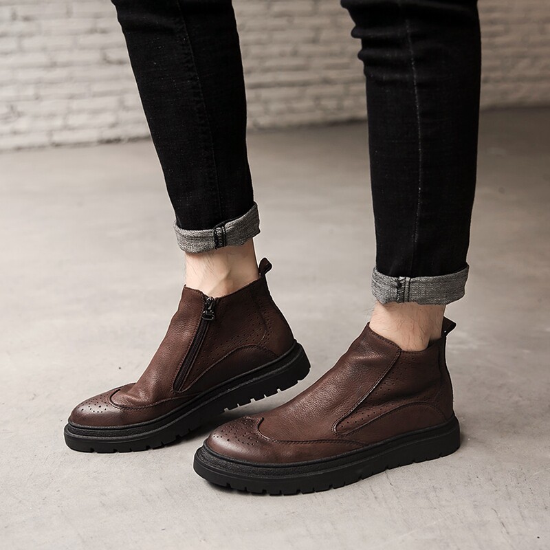 Autumn and winter new pattern Original The thickness of the bottom man Riding boots Europe and America Versatile Gaobang Men's Shoes England genuine leather Chelsea Bootsin the Men's Shoes, Boots  category - from Buy2taobao.com to provide professional Taobao agent buy service
