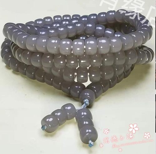 和田色玉烟紫色108颗珠子手链男女湖水绿羊脂色玉石佛珠转运手串