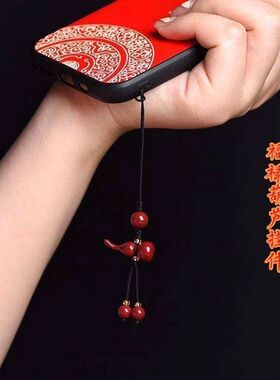 高档手编织福葫芦朱砂手机包包挂件百搭挂饰项链男女平安项坠配饰