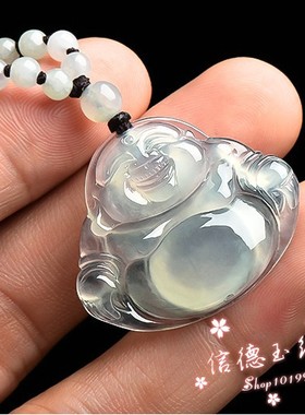 弥勒佛佛公玉石翡翠挂件玉佛女款吊坠笑佛项链玉石吊坠百搭女款