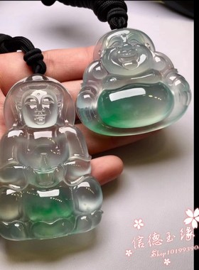 冰种满阳绿翡翠色观音佛项链吊坠玉佩男女款高端平安百搭玉坠