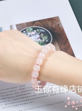 青海色料和田色古雅素老形藕粉手链油籽料细料女款百搭爱情手链