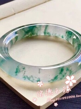 晴水飘花玉石女款圆条玉石镯子