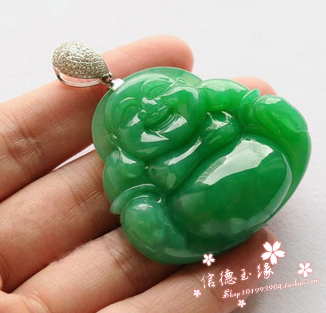 翡翠色冰种阳绿色佛公如意平安扣观音手镯吊坠男女款玉石吊坠挂件