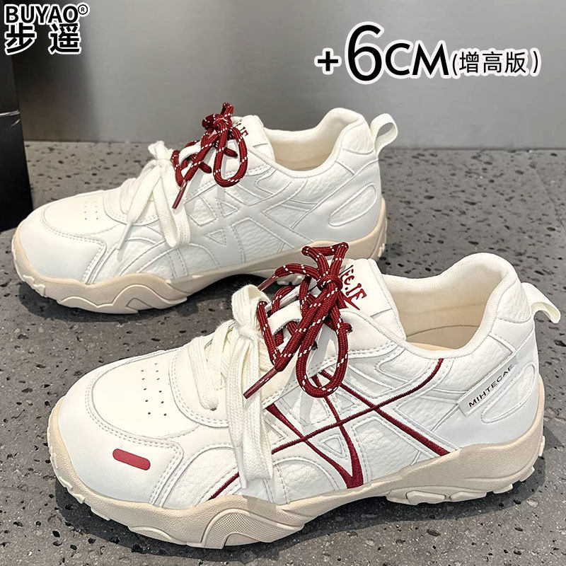 小个子内增高女鞋真皮德训鞋女款时尚休闲鞋