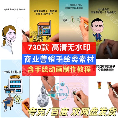 手绘动画商业思维短视频抖音快手高清书单创业热门制作剪辑素材