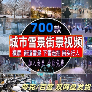 冬天冬季城市雪景街景下雪走拍视频治愈情感街头行人车流人流素材