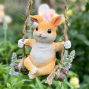 秋千兔子挂饰可爱动物壁挂墙壁装 饰阳台花园庭院布置创意造景挂件